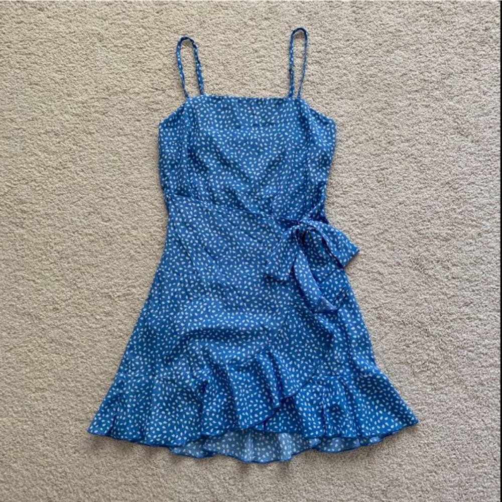 Sundae Muse Dress Blue Polka Dot  Ditsy Print Size S